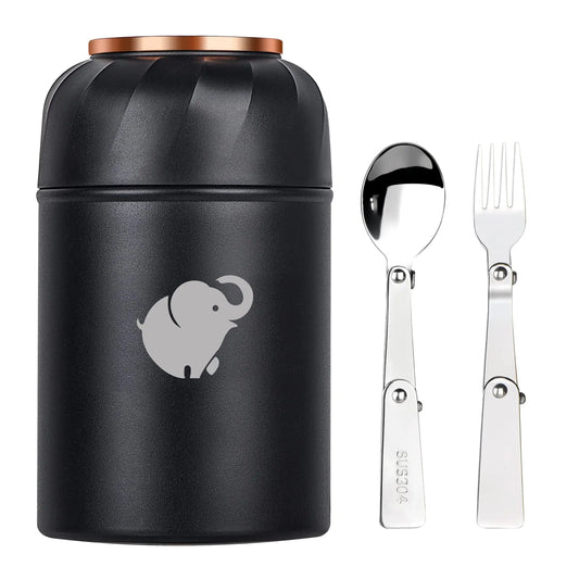 Thermo For Hot Food - Insulated With Foldable Fork& Spoon Wide Mouth Soup