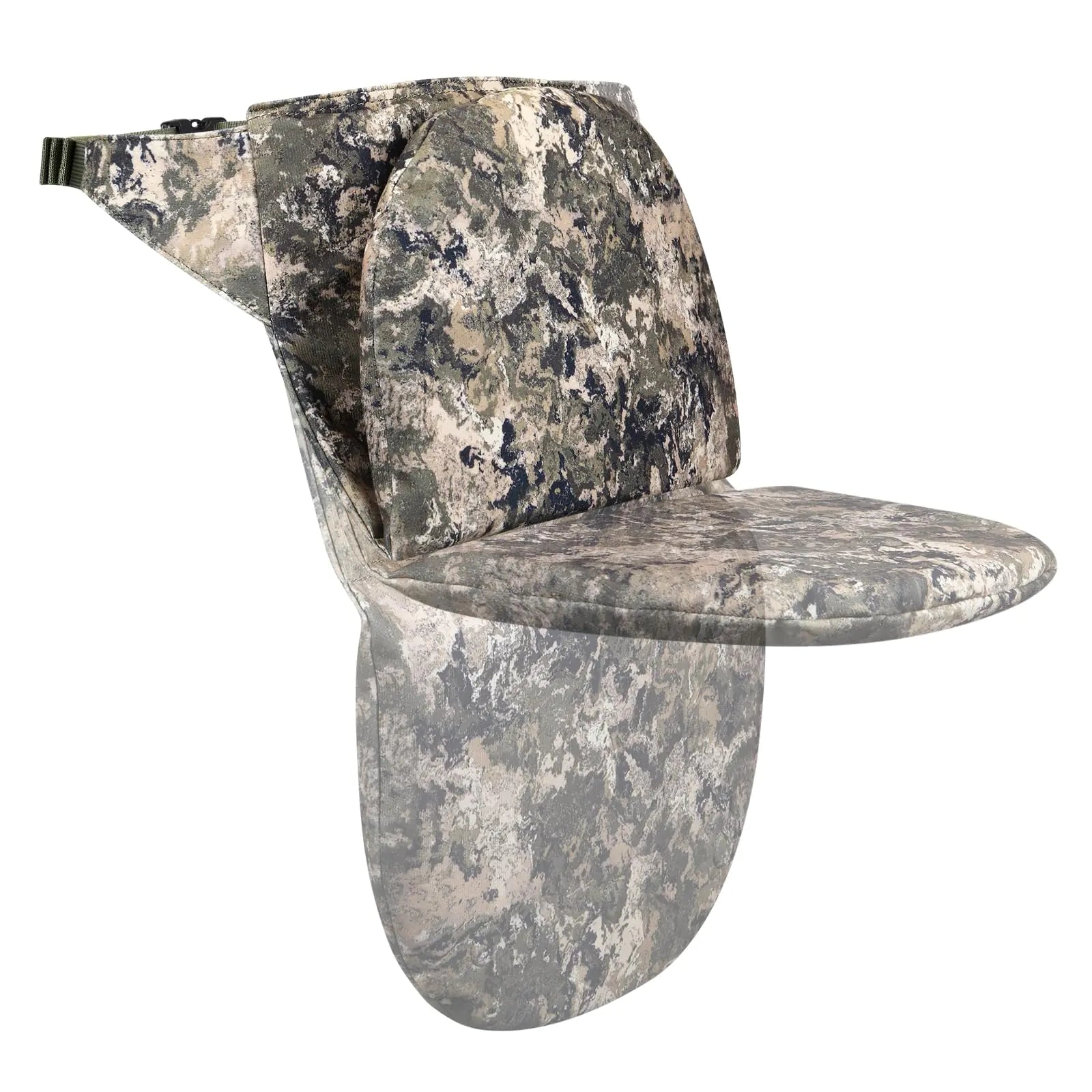Camouflage hunting portable seat on a white background