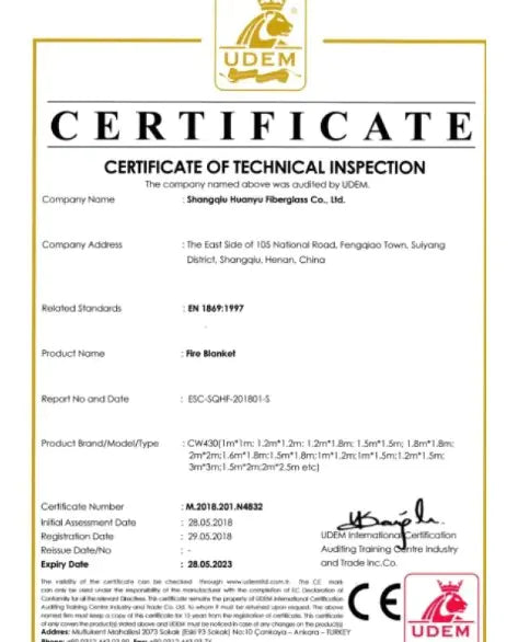 Certificate of Technical Inspection with UDEM logo and text
