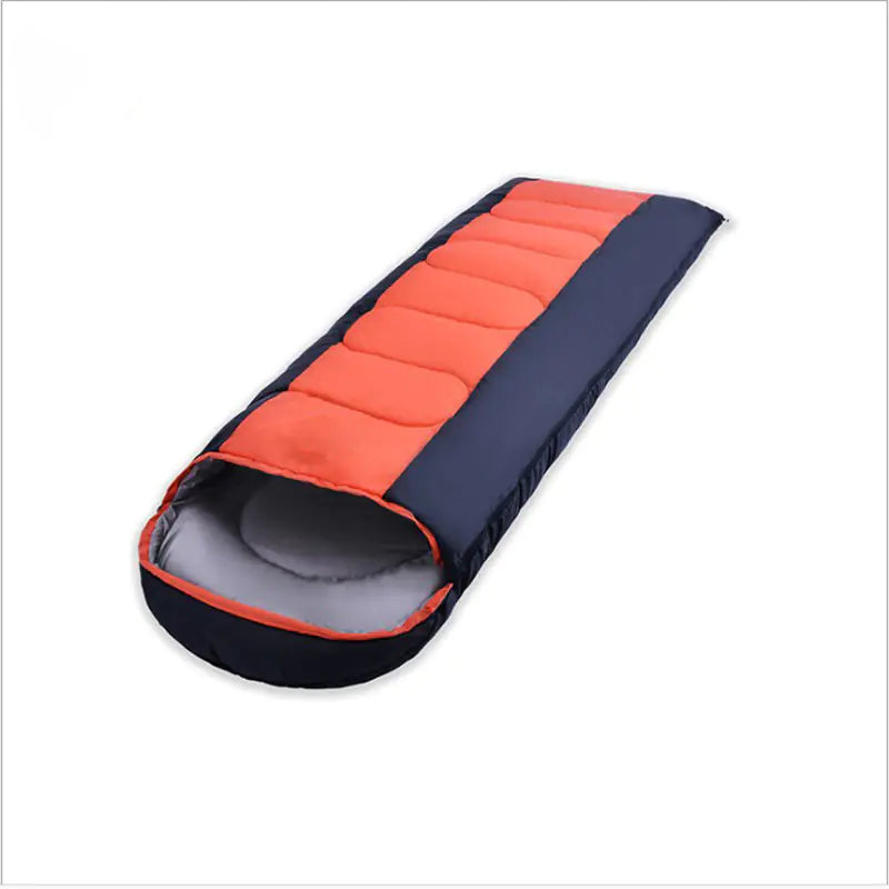 Orange and black sleeping bag on a white background
