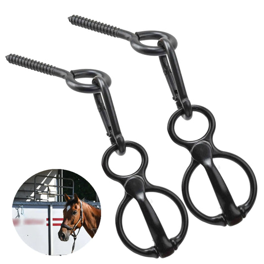 Two horse tie rings for easy tie and release, has clips so the rings can be easily removed from the barn and go with you to the show!