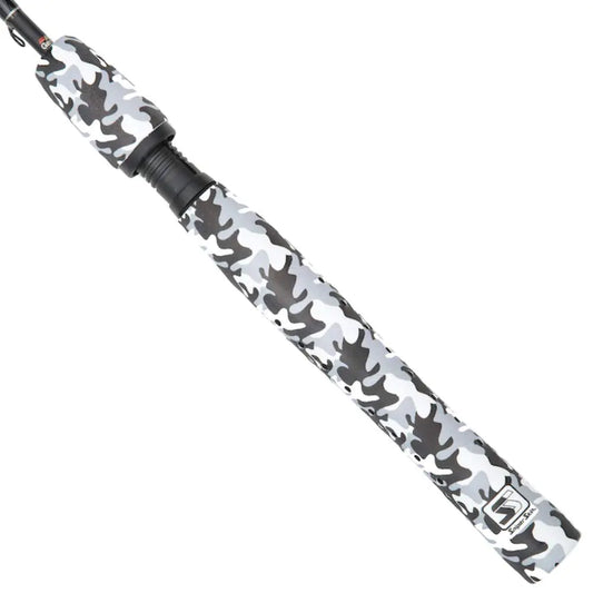 Camouflage-patterned fishing rod replacement grip on a white background