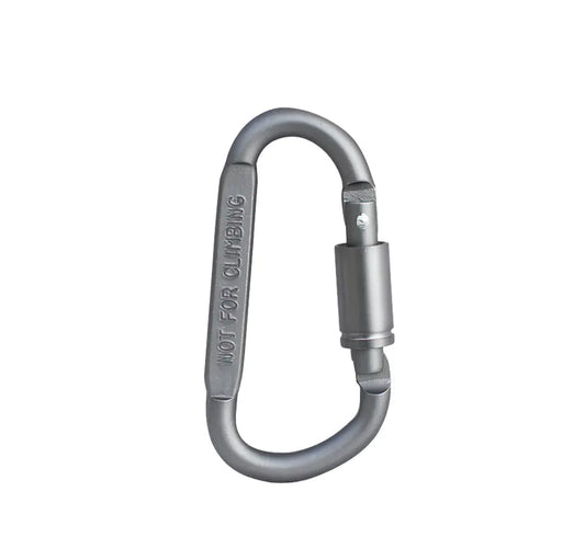 Silver carabiner with 'Not for Climbing' text on a white background