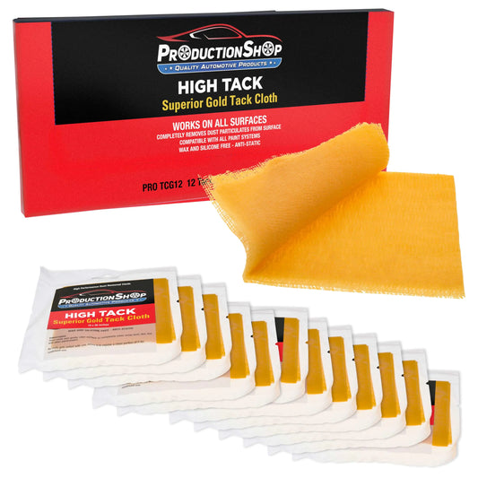 Production Shop High Tack Superior Gold Tack Cloth with packaging on a white background