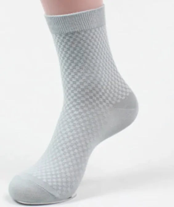 Gray textured bamboo sock on a white background