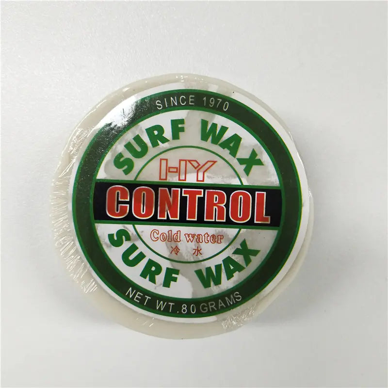 Surf wax container with 'Hy Control' branding on a white background