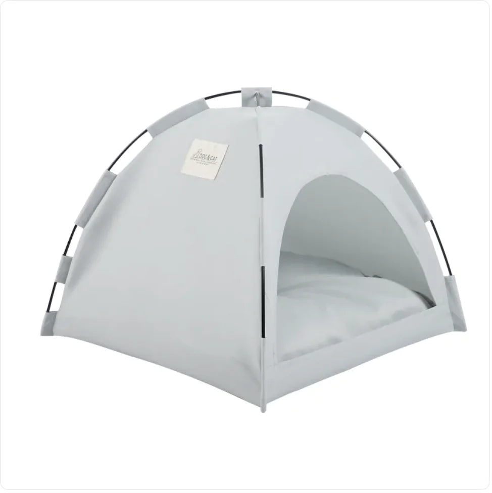 Pet cooling tent with a cooling mat inside on a white background